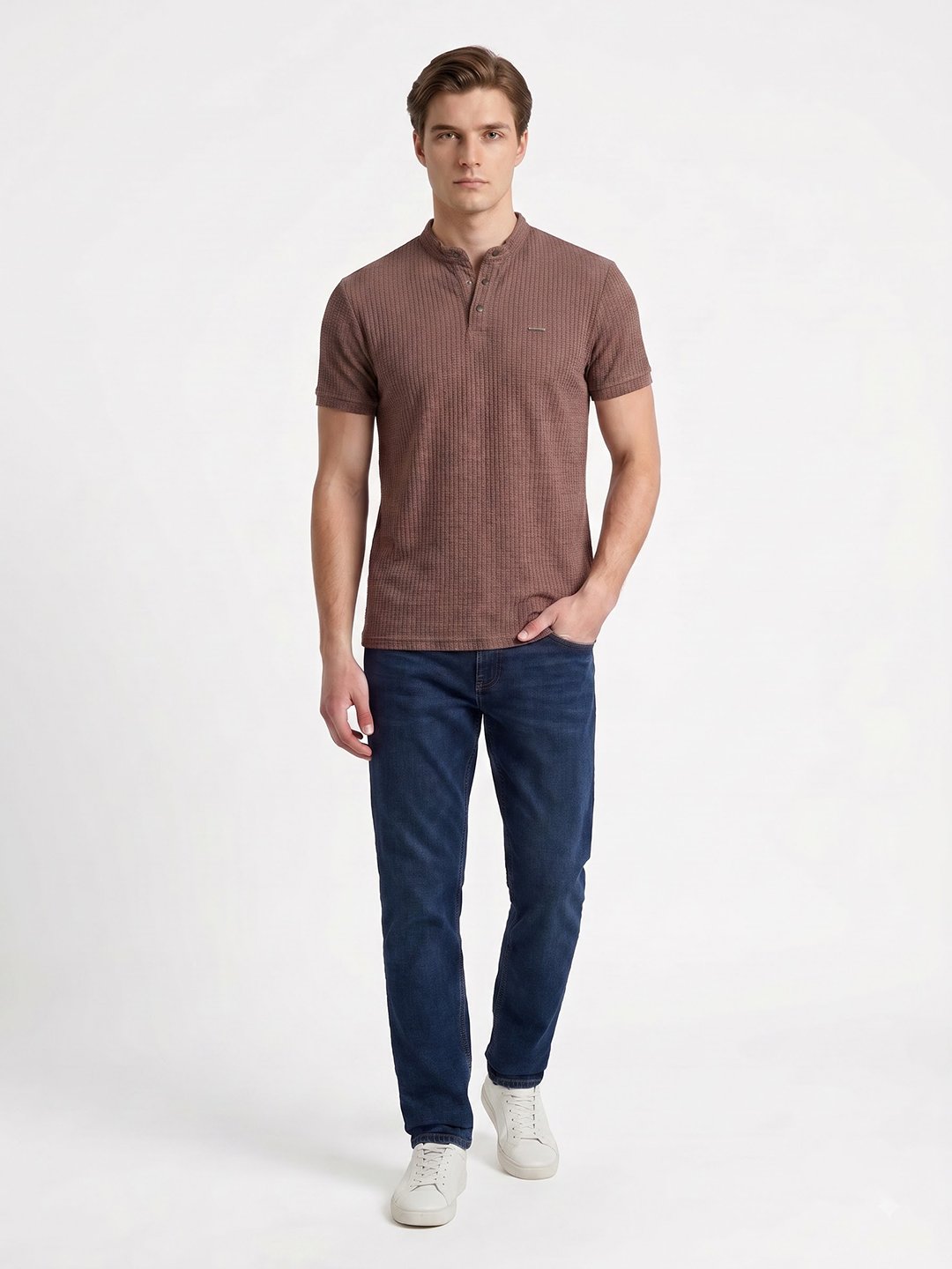 Brown Henley T-Shirt - Image 5