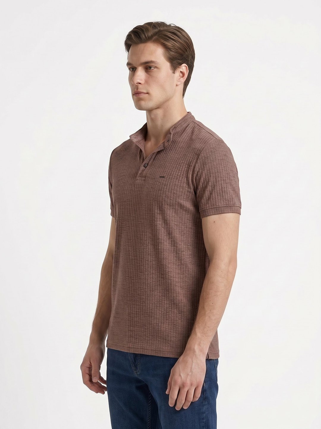 Brown Henley T-Shirt - Image 2