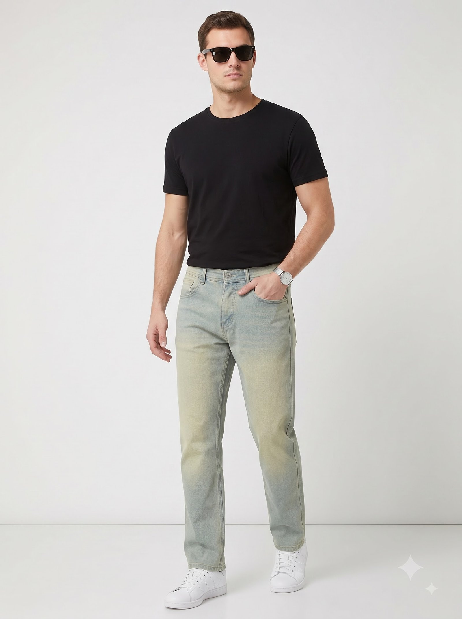 Men's Light Wash Straight Fit Jeans - Image 5