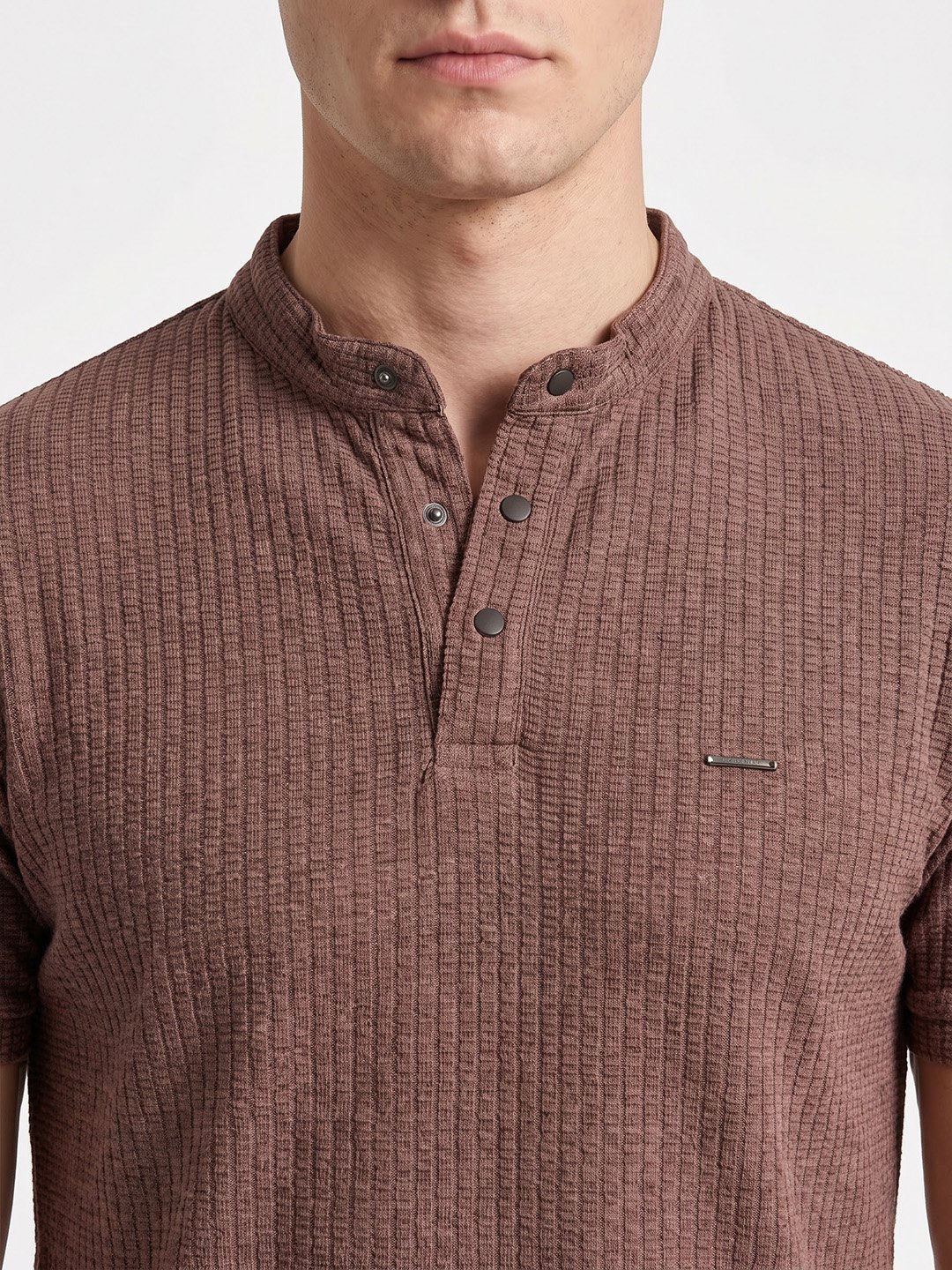 Brown Henley T-Shirt - Image 4