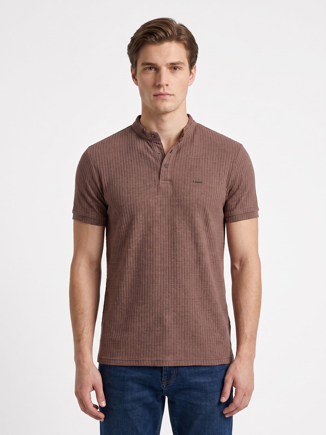 Brown Henley T-Shirt for Men – MEN MODE